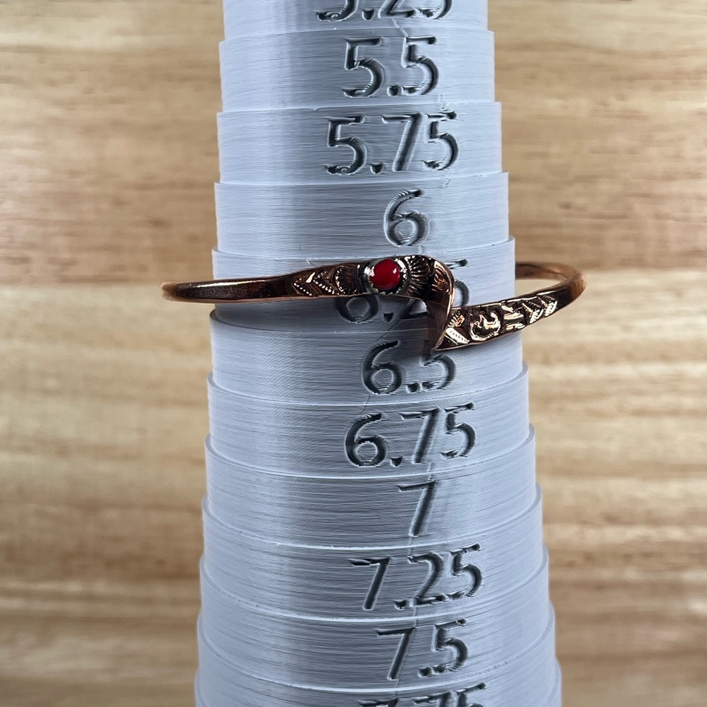 Solid Copper Native Made Apple Coral Gemstone Cuff Bracelet Size 6.5 Adjustable - Picture 5 of 7
